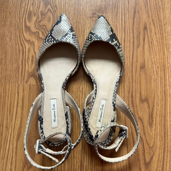 Massimo Dutti Snakeskin Strappy Flats - Picture 1 of 2